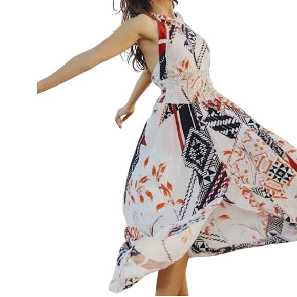 Abel The Label Open Back Orange Black Color Summer Dress Sz S - Picture 12 of 12